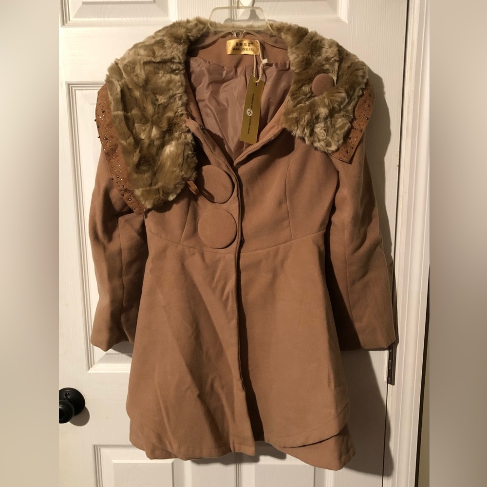 NWT Manlinsifei Vintage Rare Camel Coat sz M